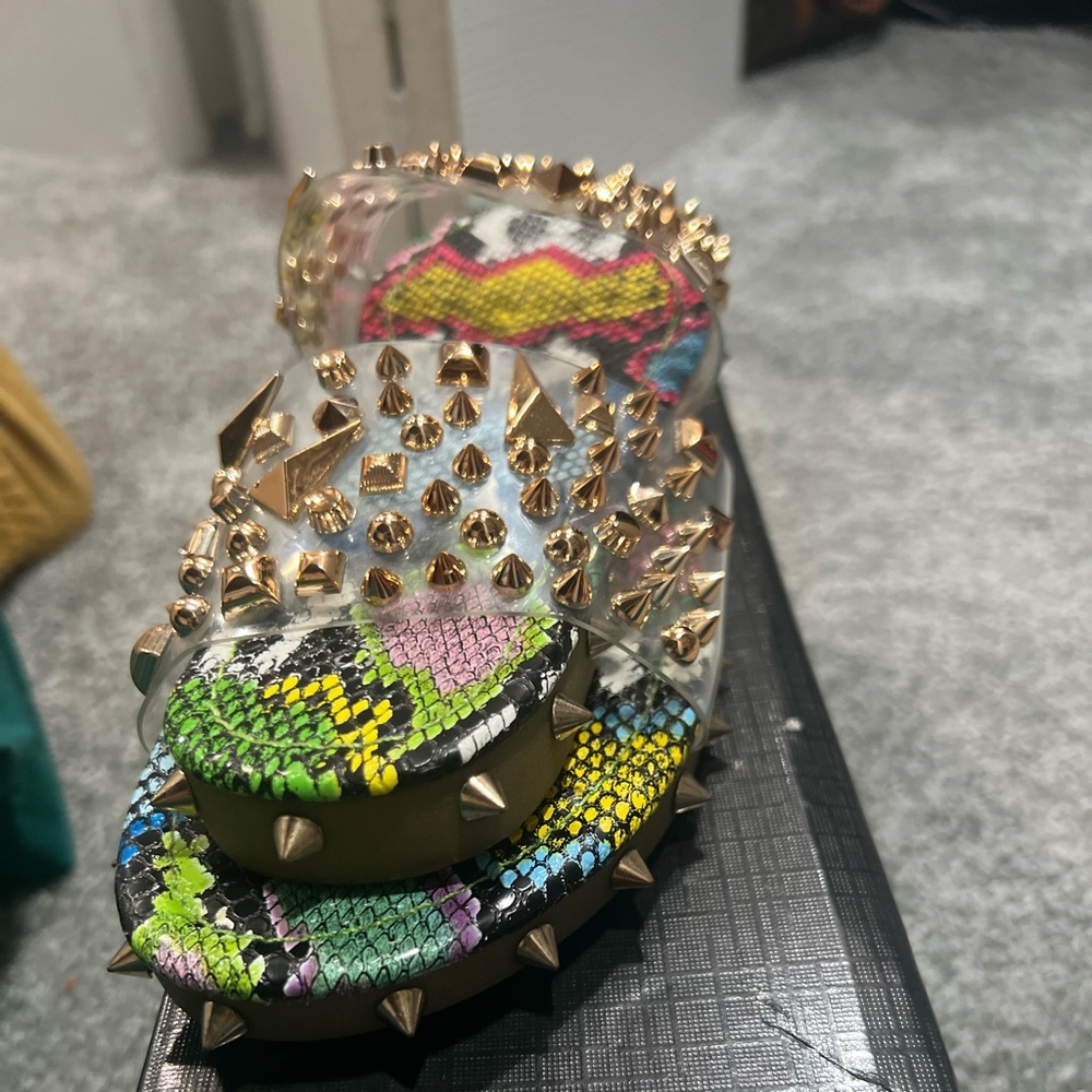 Snake print sandal slide